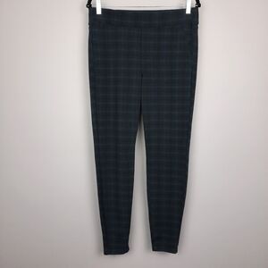 Liverpool Black and Teal Plaid High Rise Pull On Skinny Ponte Pants size 8